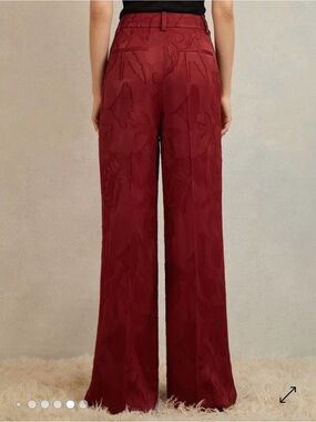 New REISS Ottelie Red Wide-Leg Suit Pants